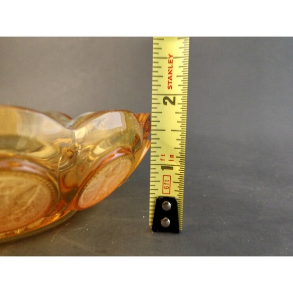 VINTAGE Fostoria Coin Dot Single Handled Candy Dish Amber Fall Decor Elegant - Picture 3 of 9